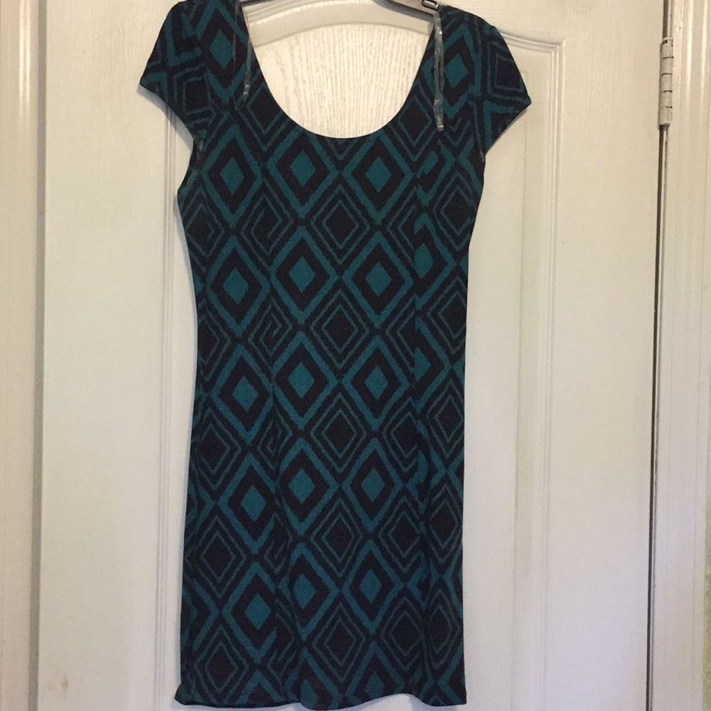Black and green print mini dress